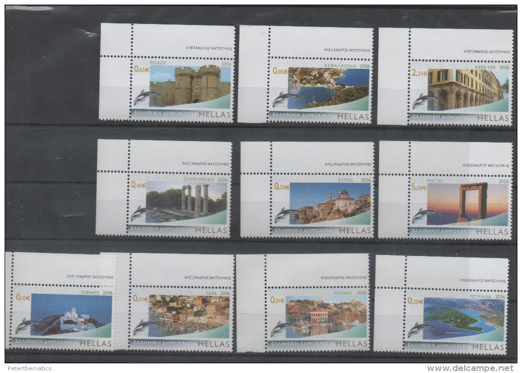 GREECE, 2006, MNH, ISLAND DEFINITIVES, DOLPHINS, ARCHAEOLOGY, TEMPLES, RUINS, LANDSCAPES, 10v - Other & Unclassified