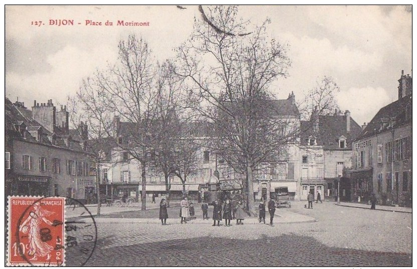 21 DIJON  Coin De La VILLE  ENFANTS Sur La Place MORIMONT Timbre 1908 - Dijon