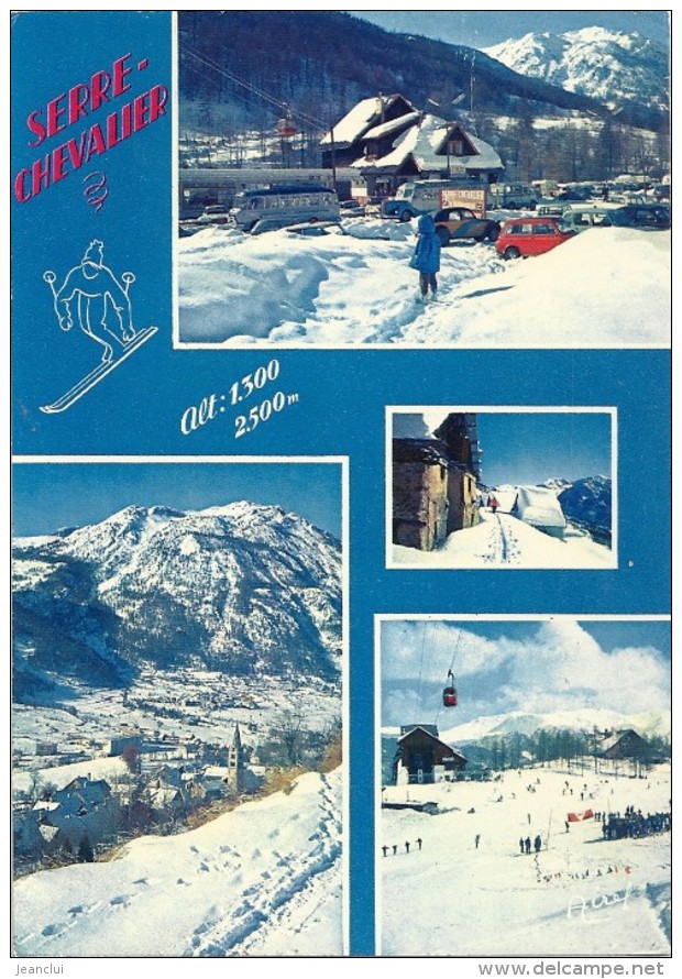 MULTIVUES DE SERRE-CHEVALIER AFFR AU VERSO LE 20-2-1982 + 2CV - MINI AUSTIN + CAR +++.2 SCANES - Serre Chevalier