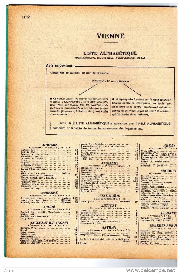 Didot Bottin Vienne 1950..retrouvez Les Anciens Habitant De Vos Communes. - Telefonbücher