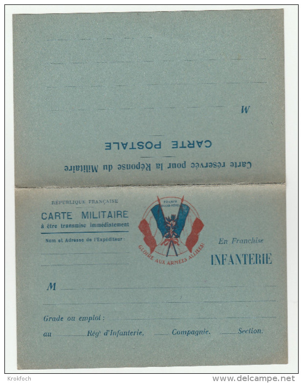 CPFM Infanterie Drapeaux Avec Réponse - WW I - Guerre 1914 - Lettres & Documents