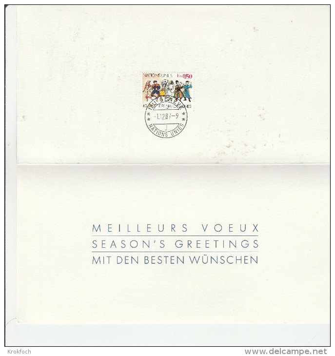 Carte De Voeux ONU Genève 1987 UNO - 2 Scans - Lettres & Documents