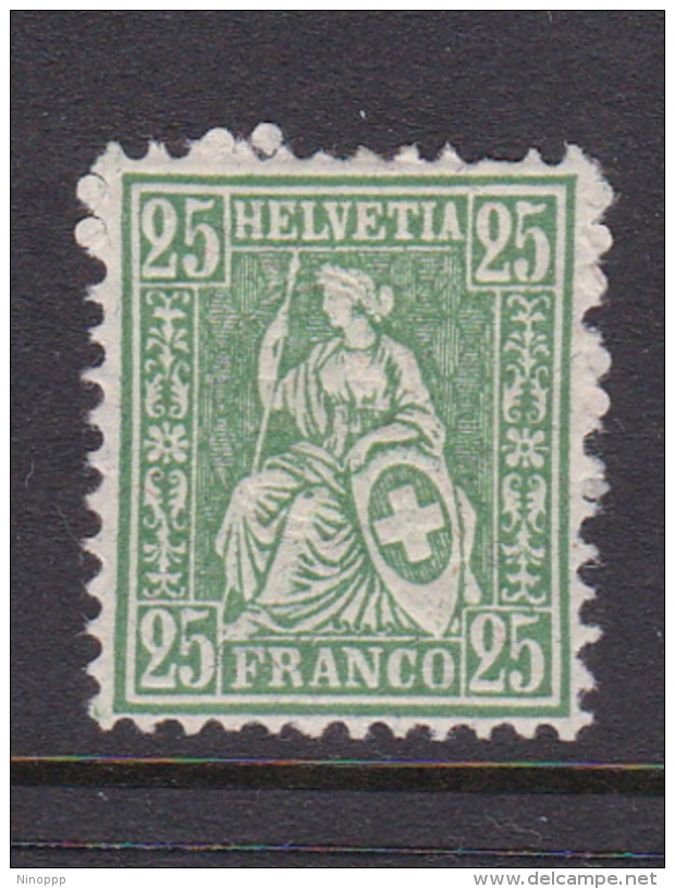 Switzerland 1864 Helvetia, 25 Franco Green Mint - Neufs