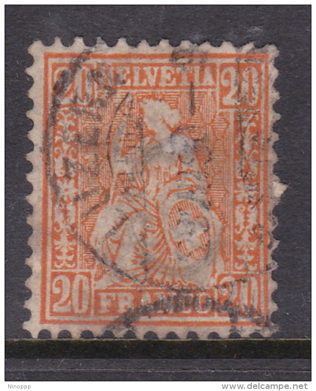 Switzerland 1867 Helvetia, 20 Franco Orange Used - Used Stamps