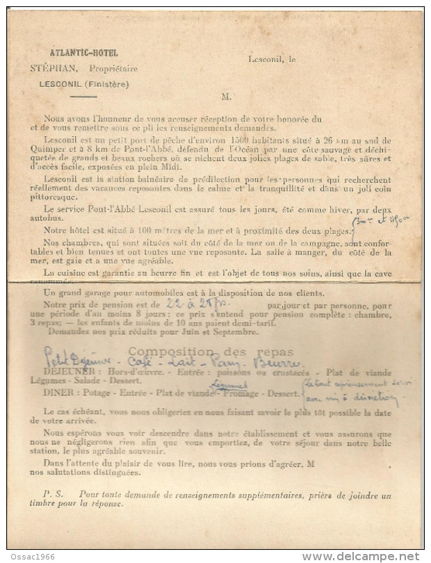 29 LESCONIL Carte Lettre 5 Vues  Hotel Atlantic Une Vue Du Port Une Des Plages De Sable Fin - Lesconil