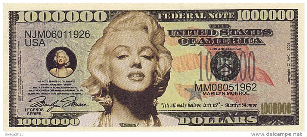 1 000 000 $  Marilyn MONROE  UNC - Fictifs & Spécimens