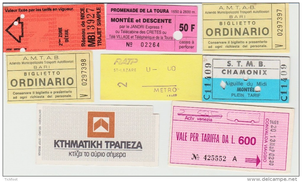 Petit Lot Hétéroclite Esitériophile Tickets Transports Bus, Train, Metro D´Europe Années 1980> - Europa