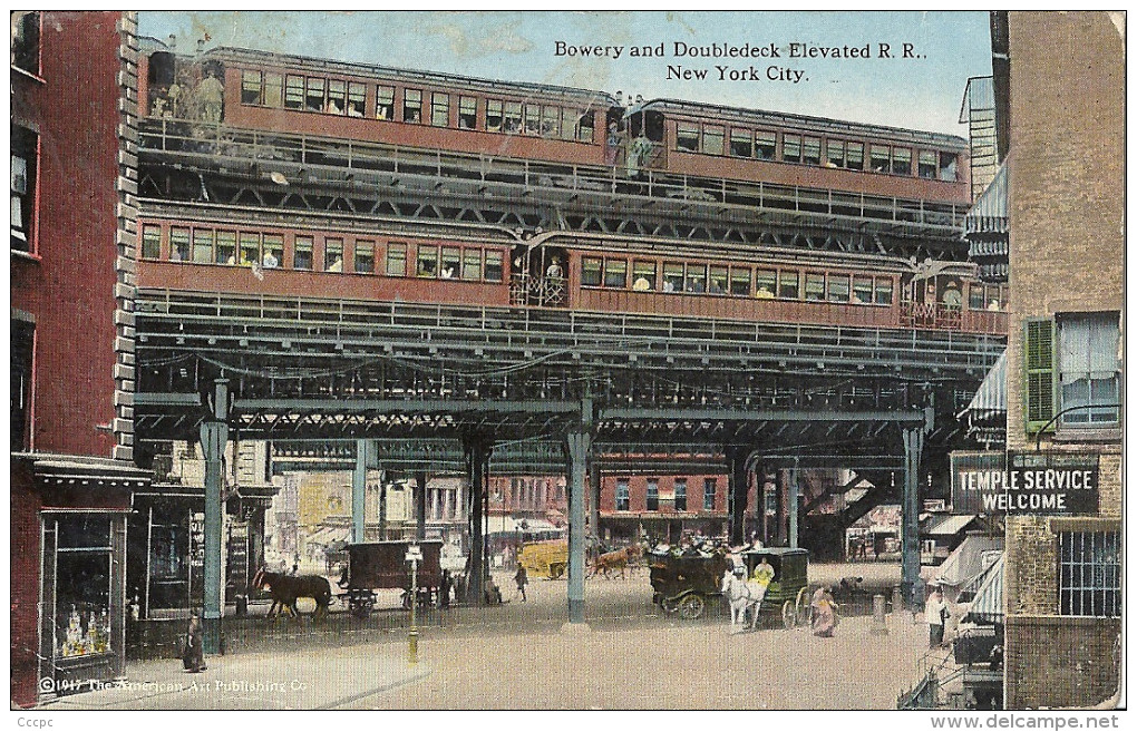 New York City - Bowery And Doubledeck Elevated R.R. - Transports