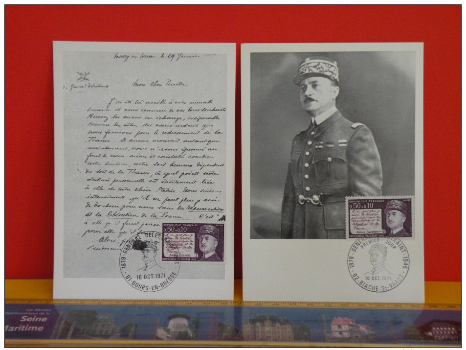 FDC Carte Maxi - Général Delestraint, Chef Des Armée Secrète - Paris - 16.10.1971 - 1er Jour,lot 2 Cartes - 1970-1979