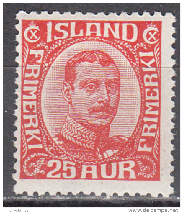 Iceland     Scott No.  121    Unused Hinged      Year  1920 - Unused Stamps