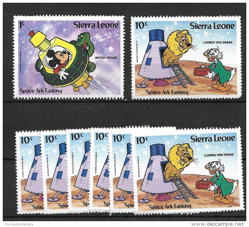 Sierra Leone, 1983 Disney Space Ark Fantasy Small Selection To 10c MNH (4298) - Disney