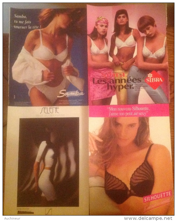 Publicité Lingerie Femme Soutien-gorge, Slip, X 4 Samba, Selene, Sibra, Silhouette - Pubblicitari