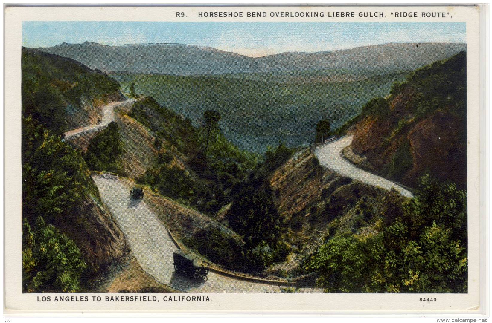 LOS ANGELES To BAKERSFIELD,  CA - Horseshoe Bend Overlooking Liebre Gulch, Ridge Route - American Roadside