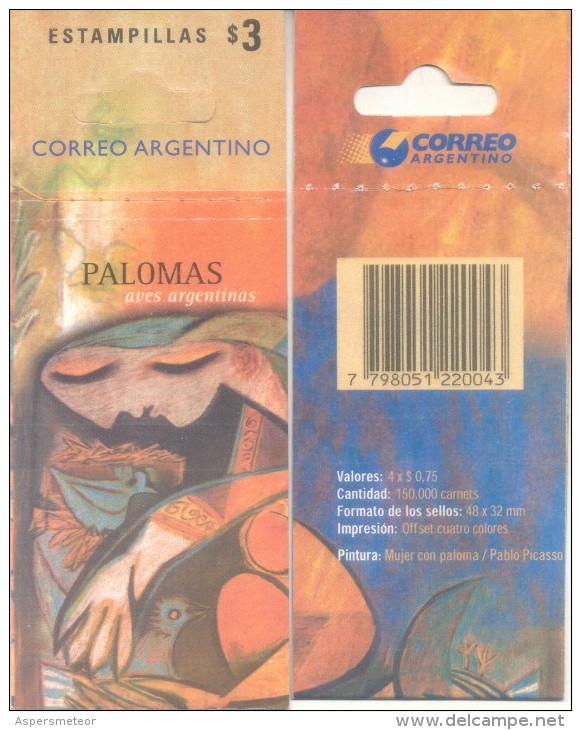 AÑO 2000 CARNET AVES ARGENTINAS PALOMAS BIRDS OISEAUX TBE MNH NEUF ARGENTINE - Markenheftchen