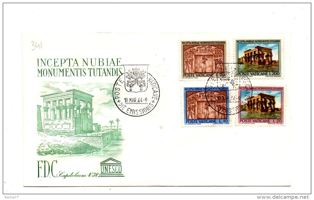 Fa341 - VATICANO FDC Capitolium 1964 :    NUBIA - FDC