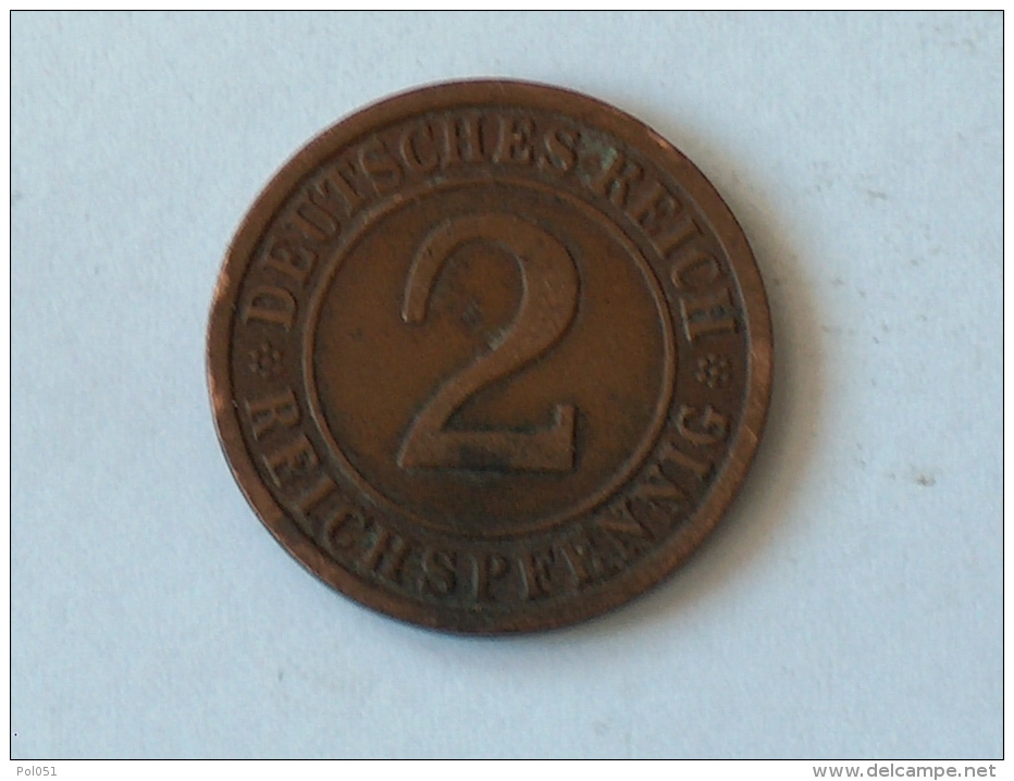 Allemagne 2 REICHS Pfennig 1924 E 1924E - 2 Rentenpfennig & 2 Reichspfennig