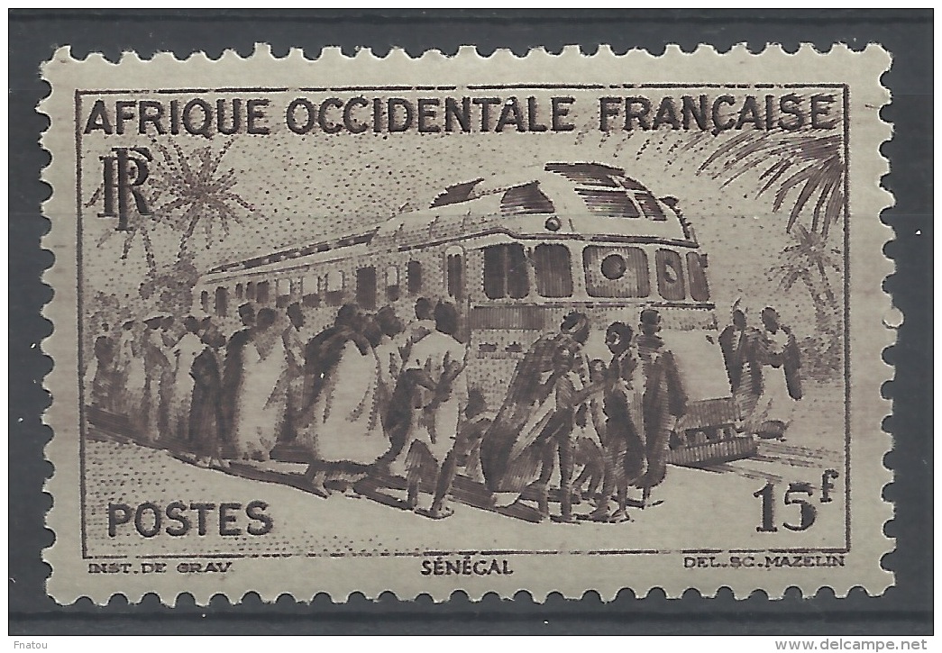 French West Africa (AOF), Train, Dakar, Senegal, 1947, MNH VF - Unused Stamps