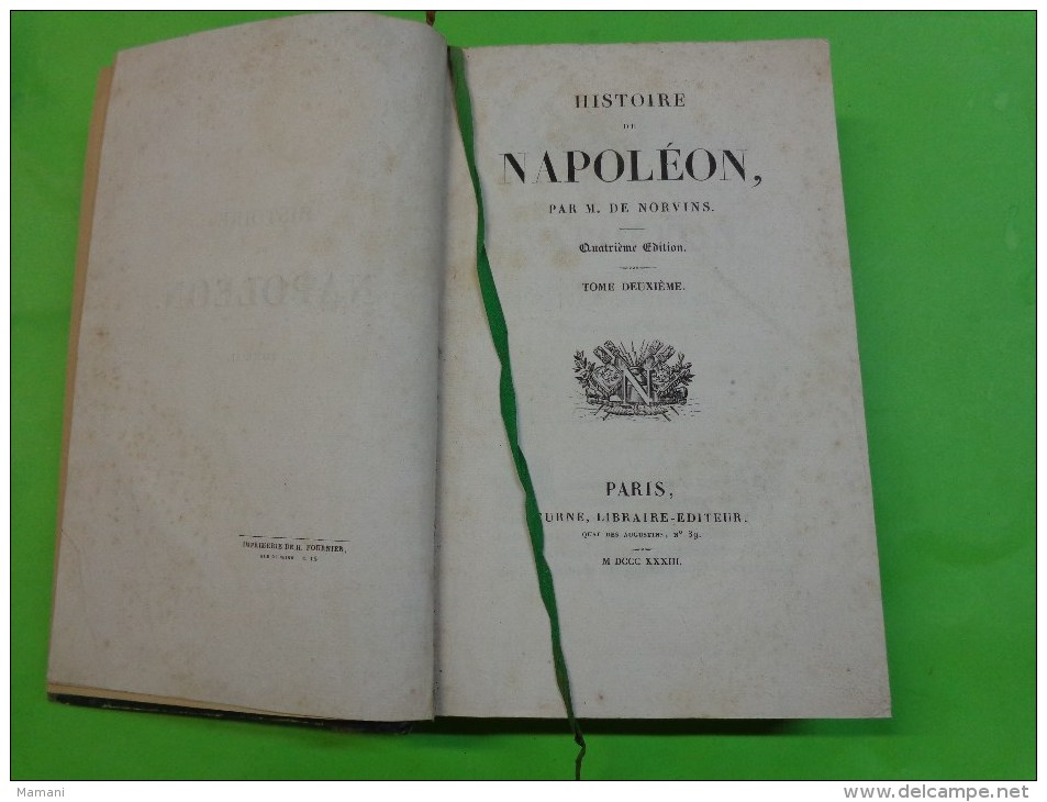 NORVINS - HISTOIRE DE NAPOLEON. Huitième édition / TOMEII - 1801-1900
