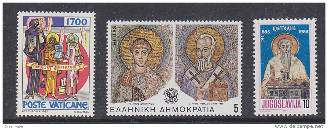 Yugoslavia/ Vatican City / Greece  1985 St. Methodios 3x1v  ** Mnh (29292) - Neufs