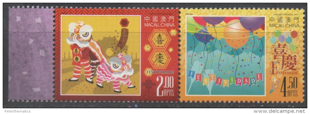 MACAO, 2015, MNH, FESTIVALS, BALLOONS, DRAGONS, 2v - Other & Unclassified