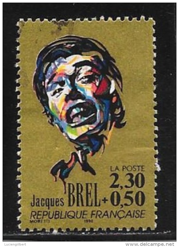 N° 2653  FRANCE  -  OBLITERE  -  CHANSON FRANCAISE JACQUES BREL   - 1990 - Oblitérés