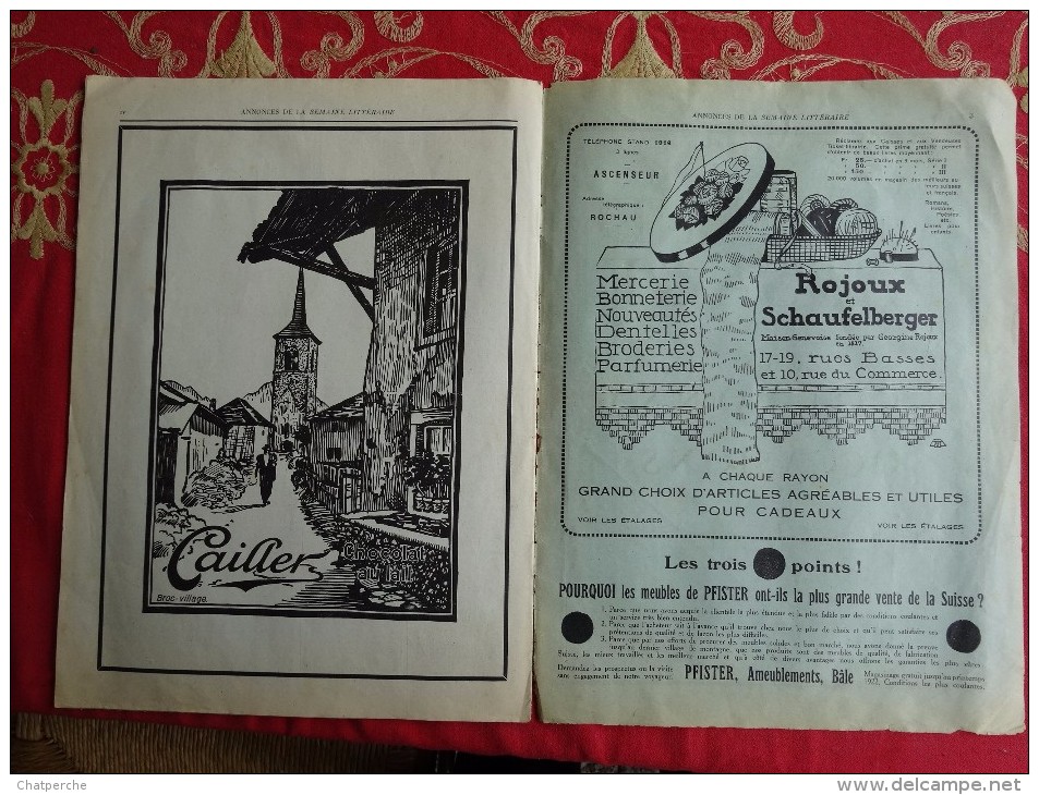 REVUE SEMAINE LITTERAIRE SAMEDI 3 DECEMBRE 1921 GENEVE SUISSE PUBLICITE PHILOSOPHIE LANGAGE PARLER ALSACIEN