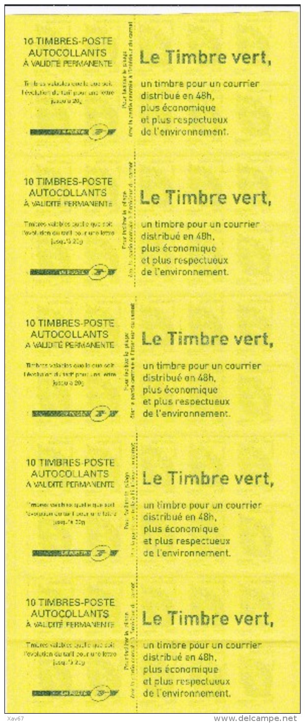 Marianne De Beaujard 604-C2b Bande De Cinq Carnets De Distributeur Le Timbre Vert - Autres & Non Classés