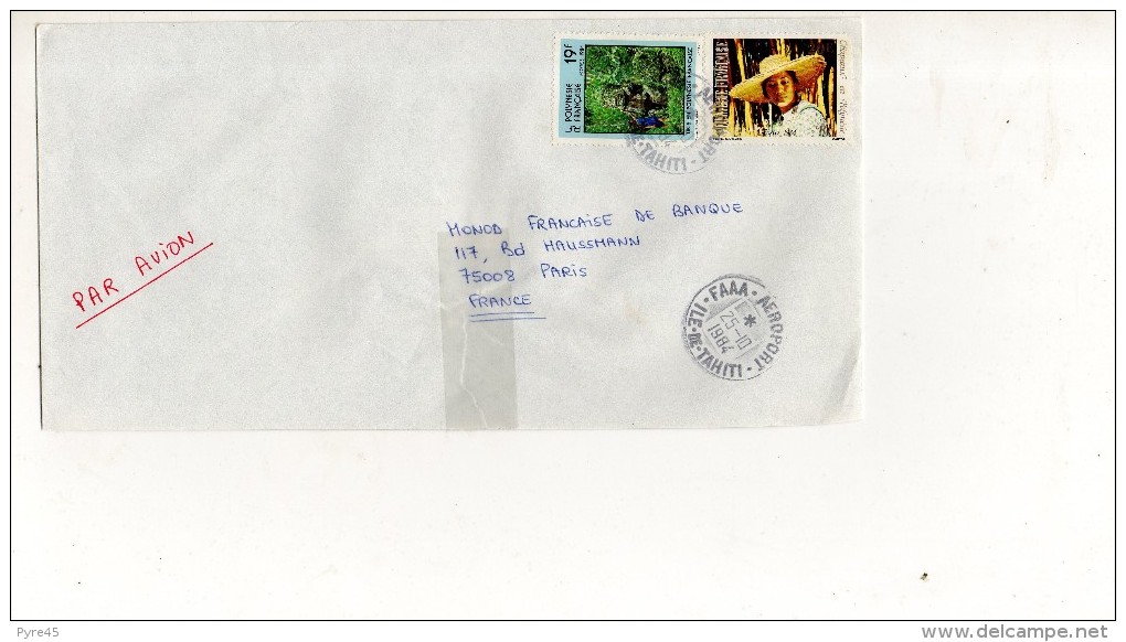 POLYNESIE ENVELOPPE DU 25 OCTOBRE 1984 DE TAHITI POUR PARIS - Storia Postale