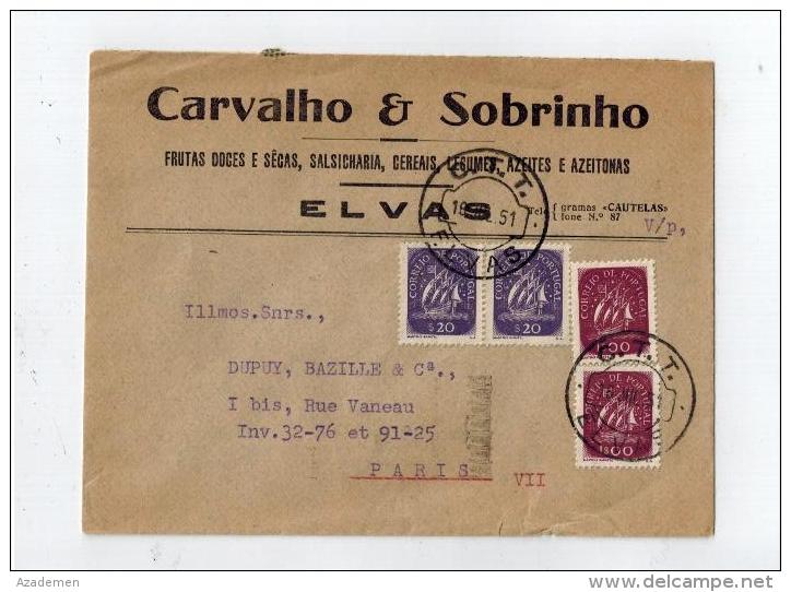 Lettre De ELVAS Pour La France 1951 - Lettres & Documents