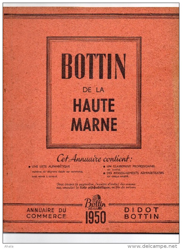 Didot Bottin Haute Marne 1950..retrouvez Les Anciens Habitant De Vos Communes. Adresse Et Nom Café,artisan ..... - Annuaires Téléphoniques