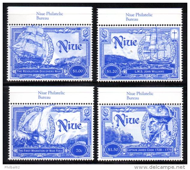 Niue - 698/701 ** 1ère Migration De Niue Fekai. Effigie De J.Cook. - Niue