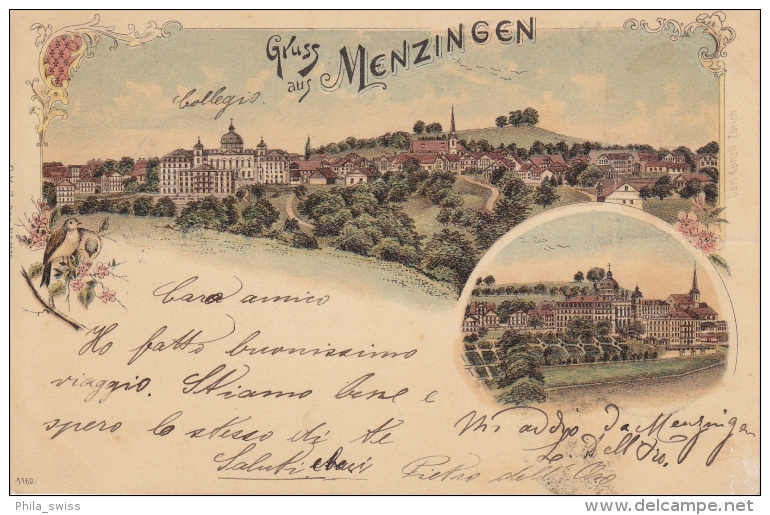 Menzingen, Gruss Aus - Farbige Litho - Menzingen