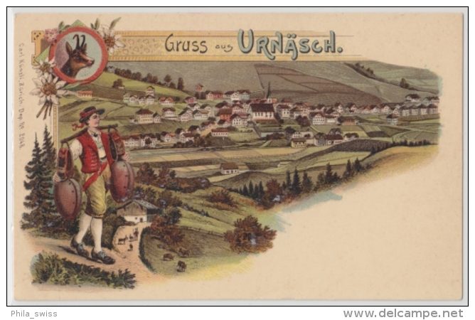 Urnäsch, Gruss Aus - Farbige Litho - Urnäsch