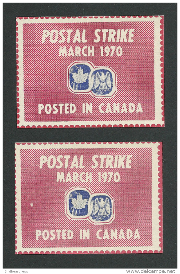 B28-39 USA Postal Strike March 1970 To Canada Two Varieties MNH Local Post - Local, Strike, Seals & Cinderellas