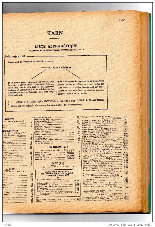 Didot Tarn1950..retrouvez Les Anciens Habitant De Vos Communes. Adresse Et Nom Café,artisan ..... - Telefonbücher
