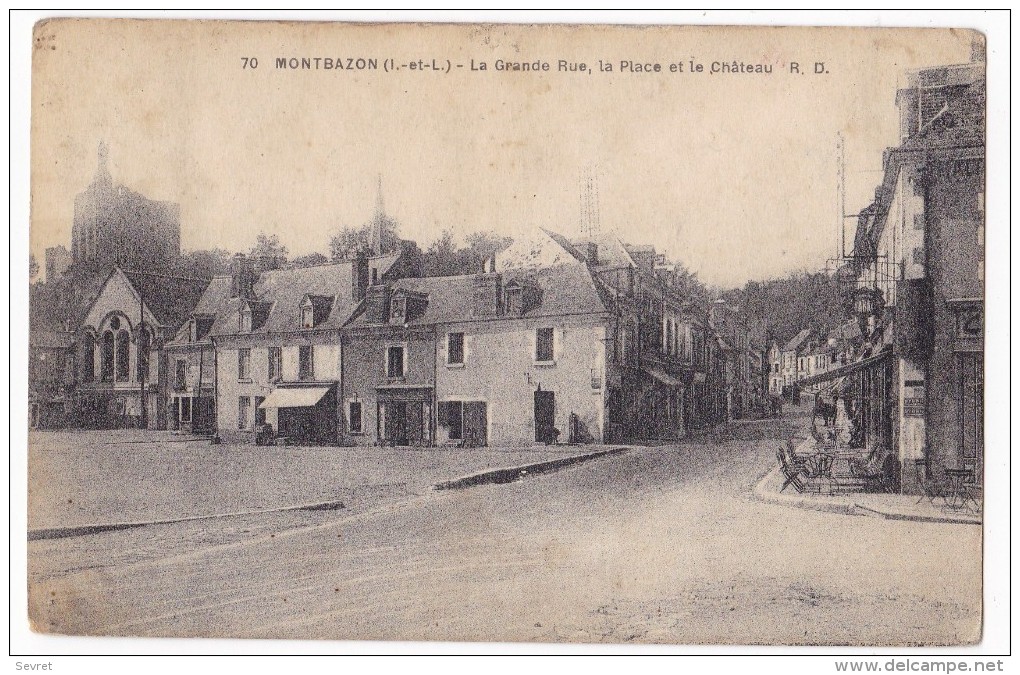 MONTBAZON. - La Grande Rue, La Place Et Le Château. Cliché RARE - Montbazon