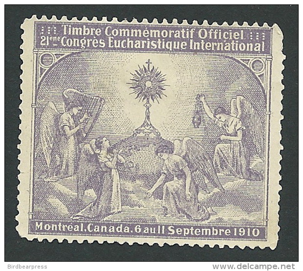 B29-38 CANADA 1910 Eucharistic Congress Montreal Angels Violet Used - Viñetas Locales Y Privadas