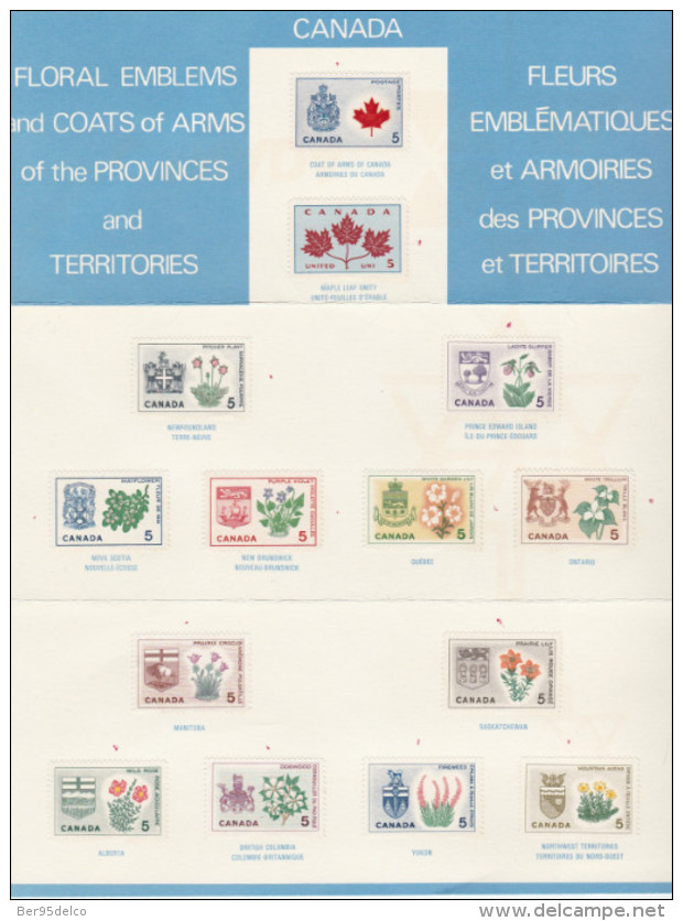 TRIPTYQUE  Avec 14 Timbres Représentants Les Fleurs Et Armoiries Des Provinces Du Canada (Voir 2 Scans) - Other & Unclassified