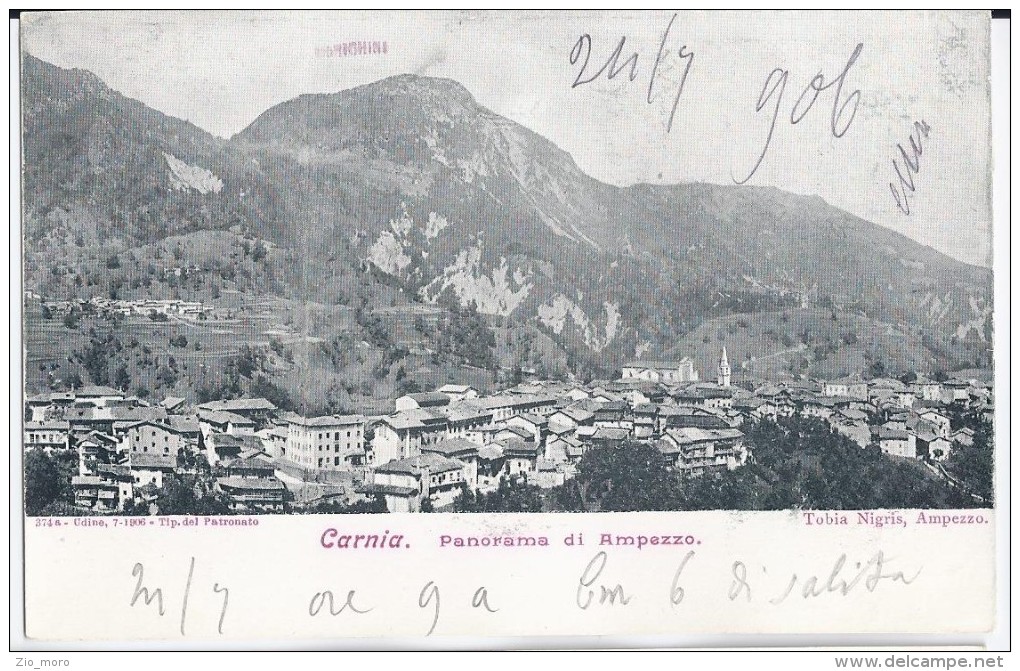 Ampezzo -Udine 1906 - Carnia Panorama Di Ampezzo - Altri & Non Classificati