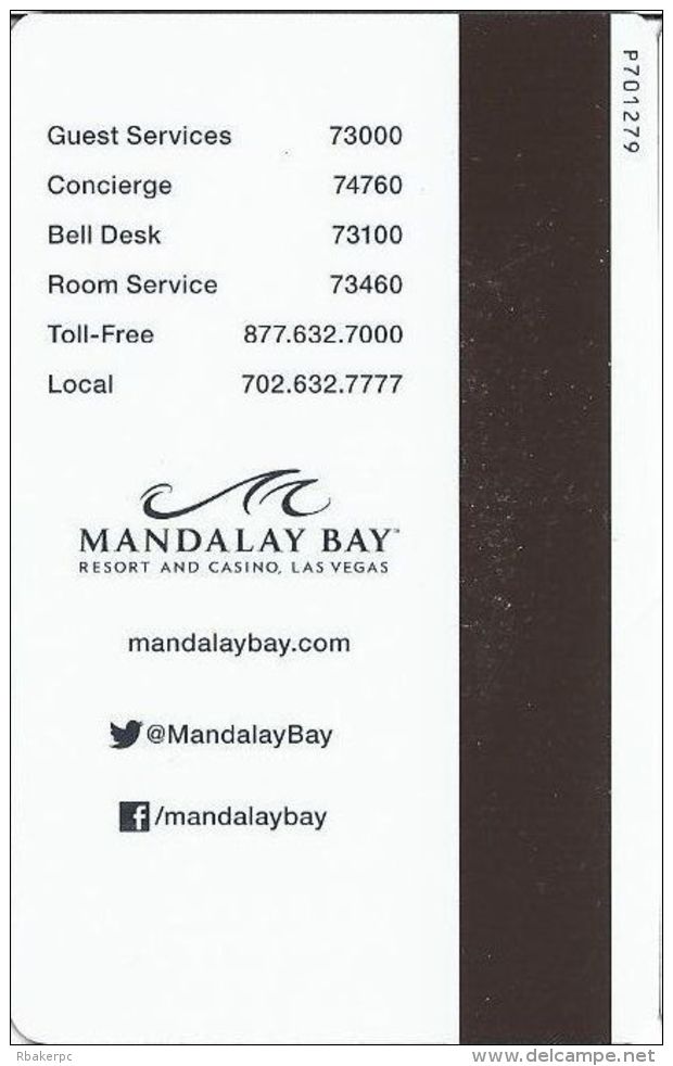 Mandalay Bay Casino Las Vegas, NV Hotel Room Key Card - Hotelkarten