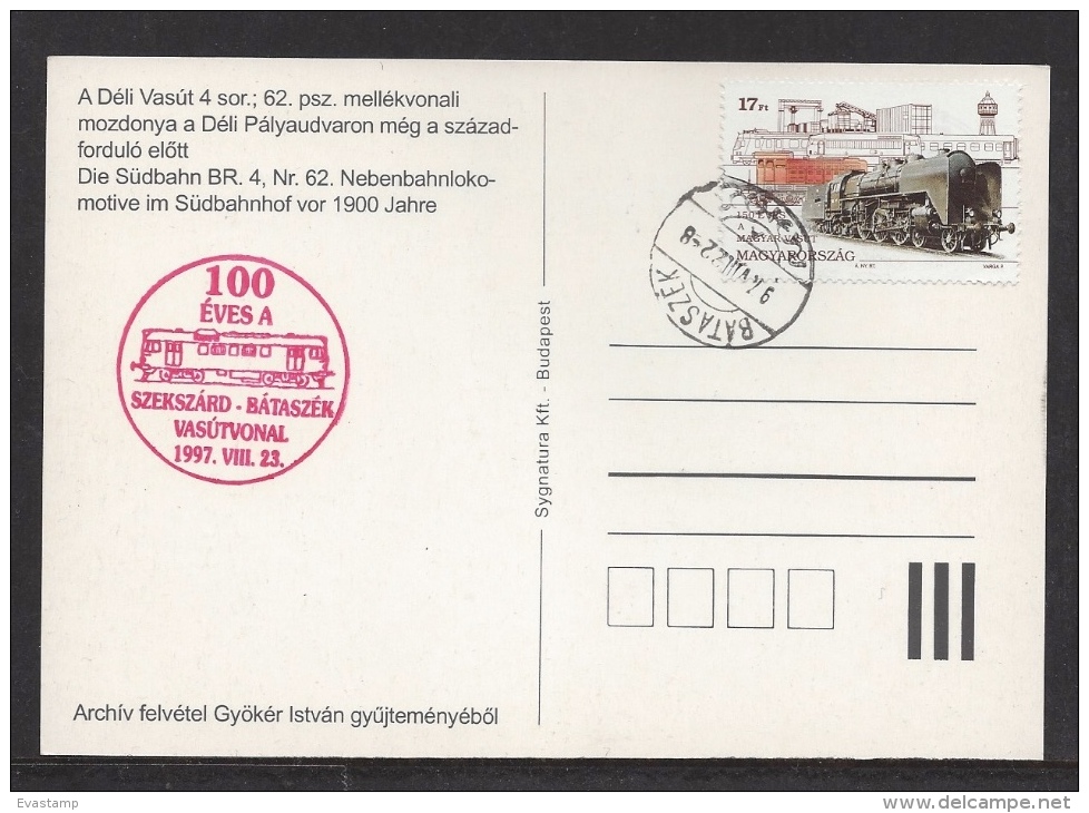 HUNGARY - 1997. Picture Postcard Postal Stationery - Centenary Of The Railroad Between Szekszárd - Bátaszék Mi:4396. - Entiers Postaux