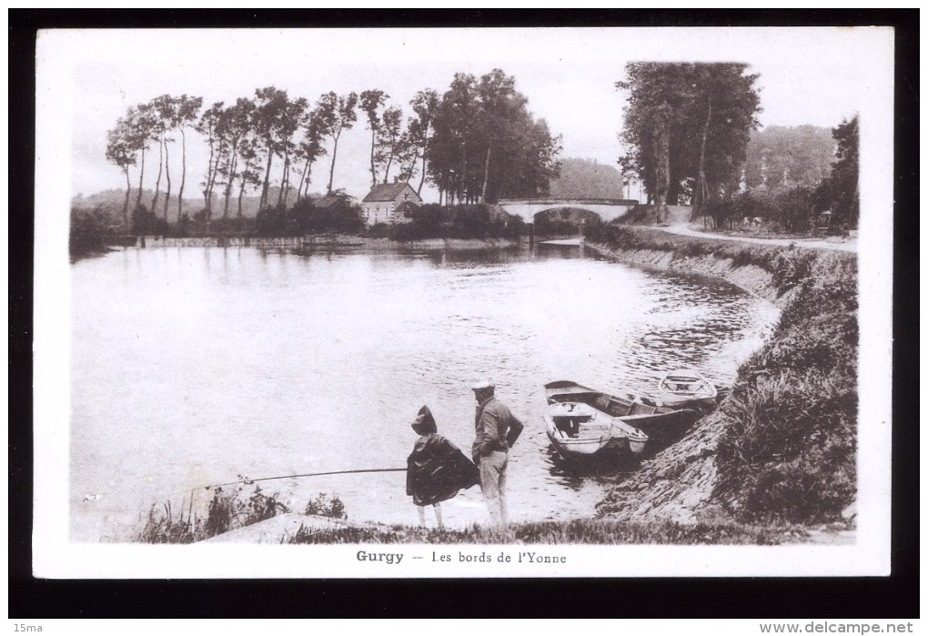 89  Yonne Gurgy Les Bords De L'Yonne Pêcheur Guimard Basuyau - Gurgy