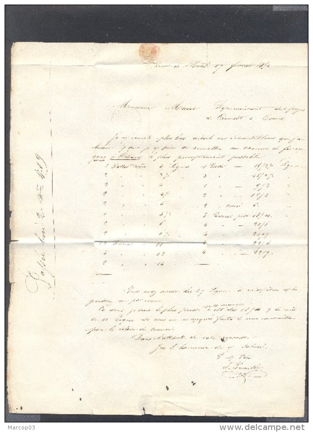 LOIRET 45  JARGEAU LAC Tad 15 Du 17/02/1854 Taxe 25 DT Boite Rurale F St Denis L'Hotel TTB - 1849-1876: Période Classique