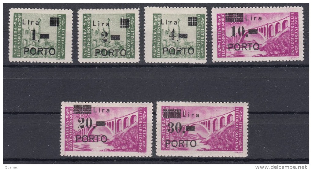 Istria Litorale Yugoslavia Occupation, Porto 1946 Sassone#8-13 Mint Hinged - Joegoslavische Bez.: Istrië