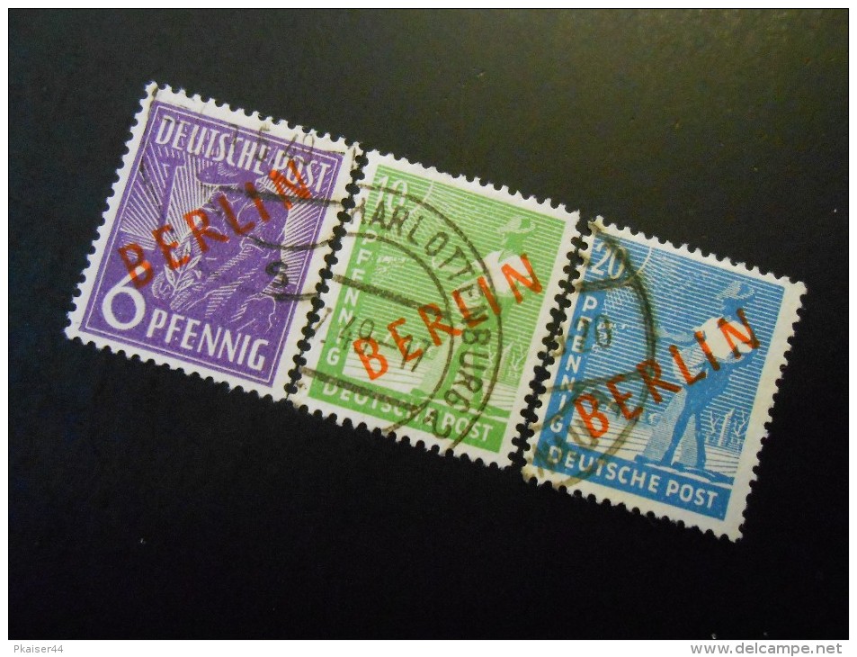 Berlin (West)  Mi22+24+26 - 6+10+20Pf -  Freimarken 1949 - MI € 6,30 - Oblitérés