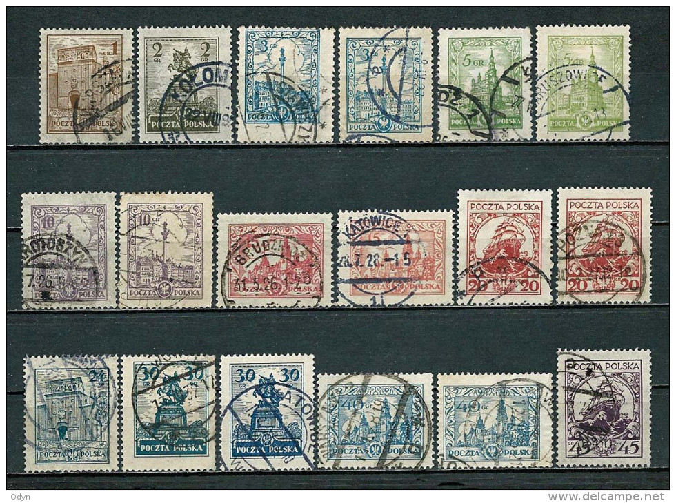 Poland Polen 1925/27, MiNr 233-243 Complete Series WITH ALL TYPES, 18 Stamps Used - Oblitérés