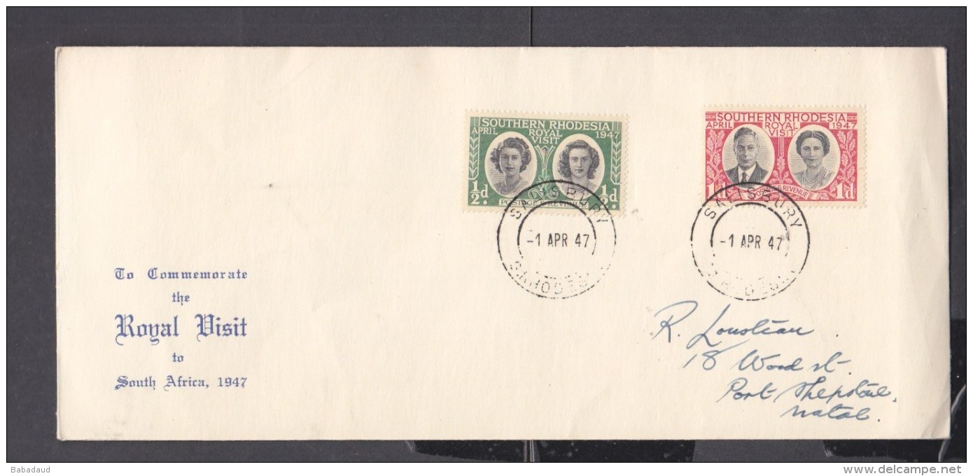 Southern Rhodesia: 1947 Royal Visit  First Day Cover, Registered,  SALISBURY  C.d.s. - Southern Rhodesia (...-1964)