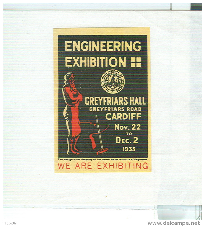 ERINNOFILO - VIGNETTA - CINDERELLA, Cardiff 1933 Engineering Exhibition Creyfriars Hall, - Cinderella