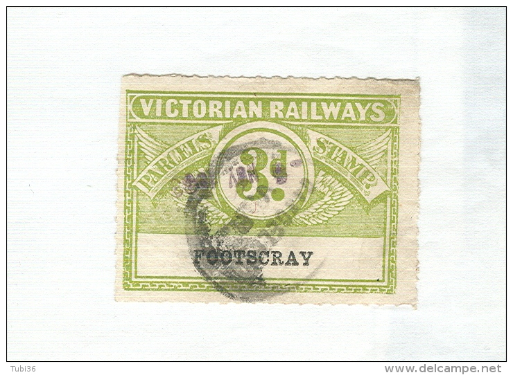ERINNOFILO - VIGNETTA - CINDERELLA - Victorian Railways 3d Parcels Stamp, Footscray - Used, - Cinderellas