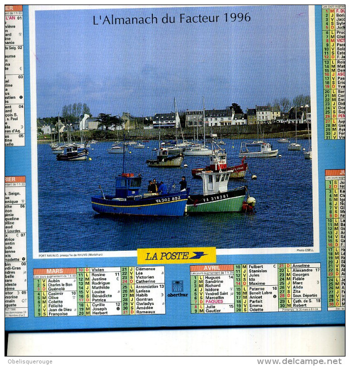 CALENDRIER DU FACTEUR 1996 ALMANACH CHALUTIERS ET PORT NAVALO RHUYS MORBIHAN - Grand Format : 1991-00